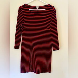 JCrew red and navy stripe l/s dress Size S
